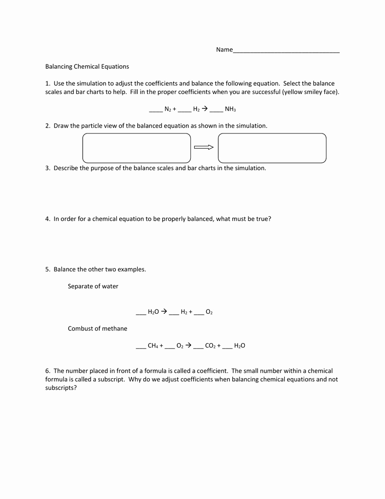 Balancing Chemical Equations Worksheet 1 Luxury Balancing Chemical Equations Worksheet
