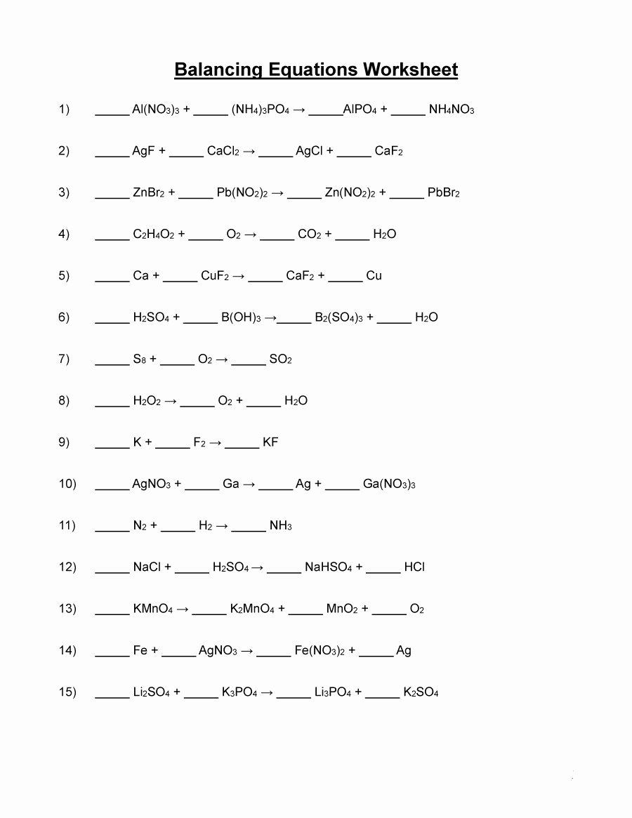 Balancing Chemical Equations Worksheet Answers Elegant 49 Balancing Chemical Equations Worksheets [with Answers]