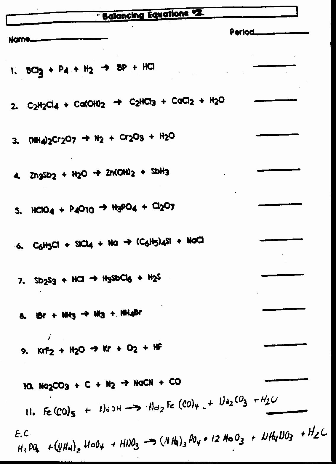 Balancing Chemical Equations Worksheet Answers Inspirational Balancing Equations Worksheet Health and Fitness Training