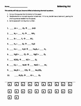 Balancing Equation Worksheet with Answers New Balancing Chemical Equations Worksheets Bo by