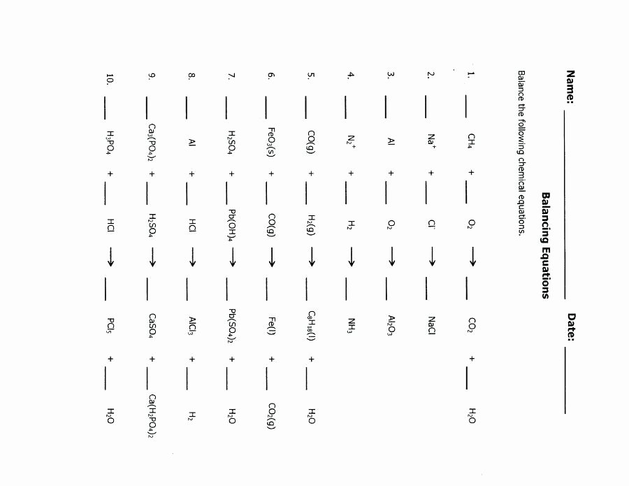 50 Balancing Equations Worksheet Answer Key