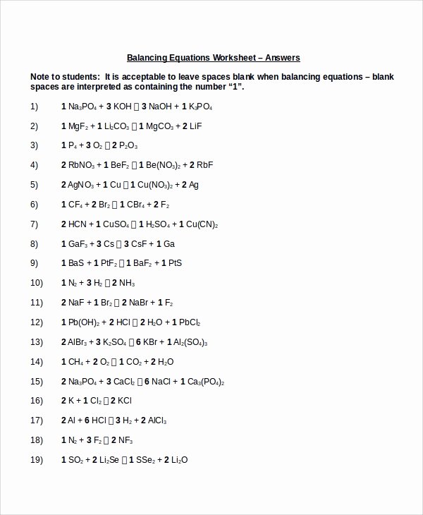 Balancing Nuclear Equations Worksheet Inspirational Sample Balancing Equations Worksheet Templates 9 Free