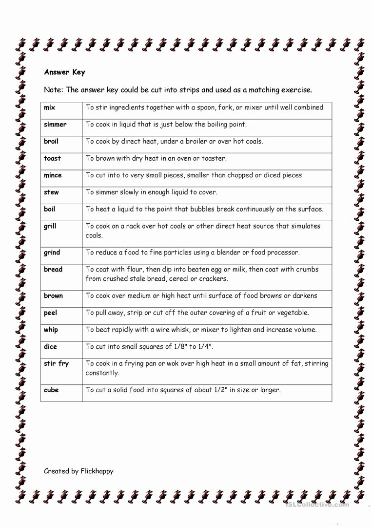 Basic Cooking Terms Worksheet Answers Beautiful Worksheet Cooking Terms Worksheet Grass Fedjp Worksheet