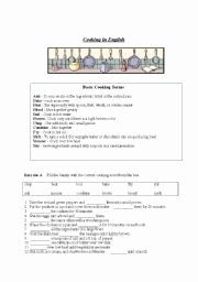 Basic Cooking Terms Worksheet Answers Inspirational English Teaching Worksheets Cooking
