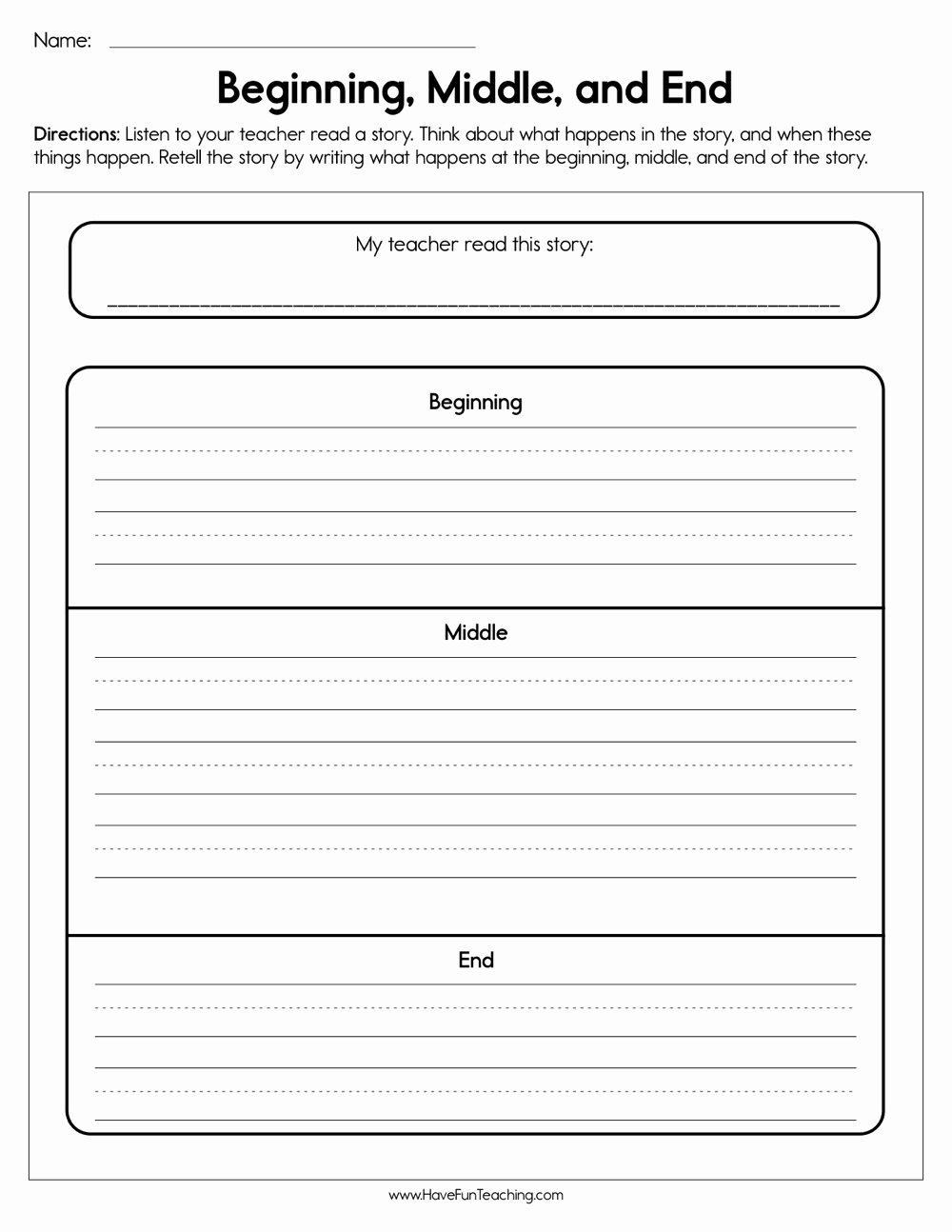 50 Beginning Middle End Worksheet