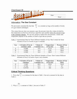 Behavior Of Gases Worksheet Beautiful Chapter 14 Review the Behavior Of Gases