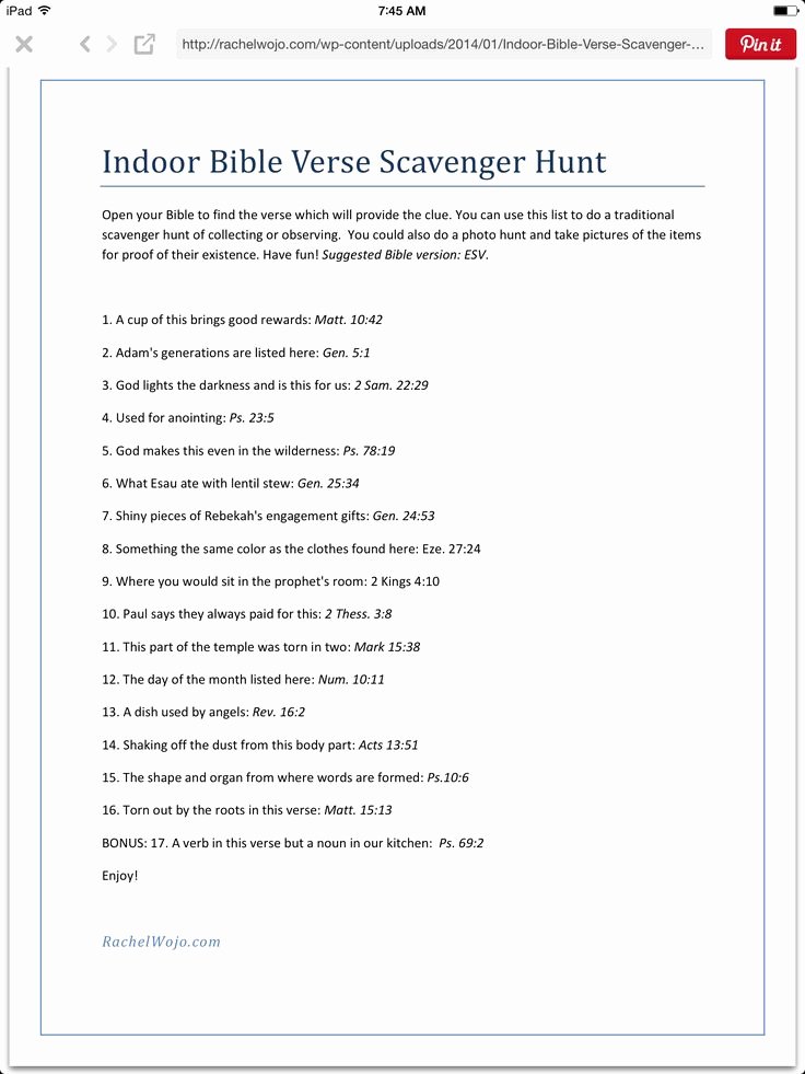 Bible Scavenger Hunt Worksheet Best Of Indoor Bible Verse Scavenger Hunt is Would Be Fun