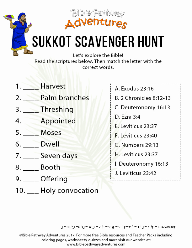 Bible Scavenger Hunt Worksheet Elegant Sukkot Scavenger Hunt Worksheet Feasts