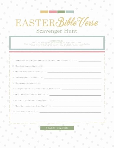 Bible Scavenger Hunt Worksheet Inspirational Easter Scavenger Hunt Family Tradition