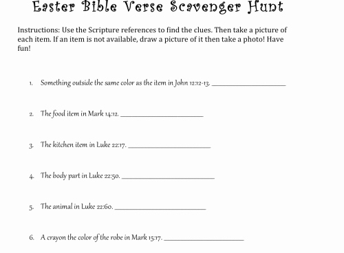 Bible Scavenger Hunt Worksheet New Easter Scavenger Hunt Family Tradition – Free Worksheets