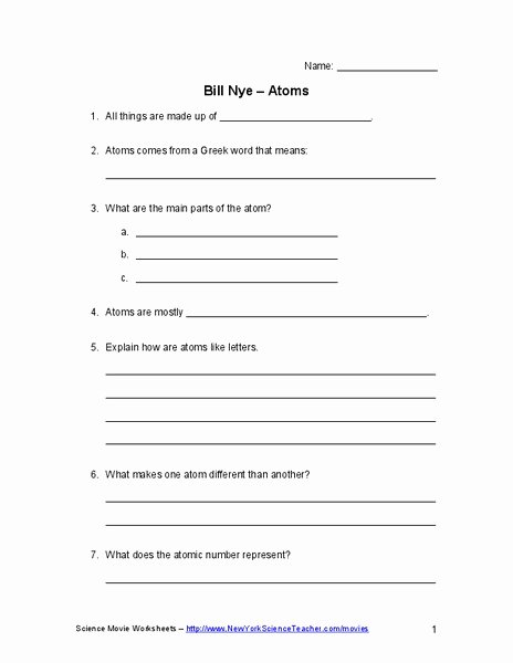 Bill Nye atoms Worksheet Answers Awesome Bill Nye Lesson Plans &amp; Worksheets