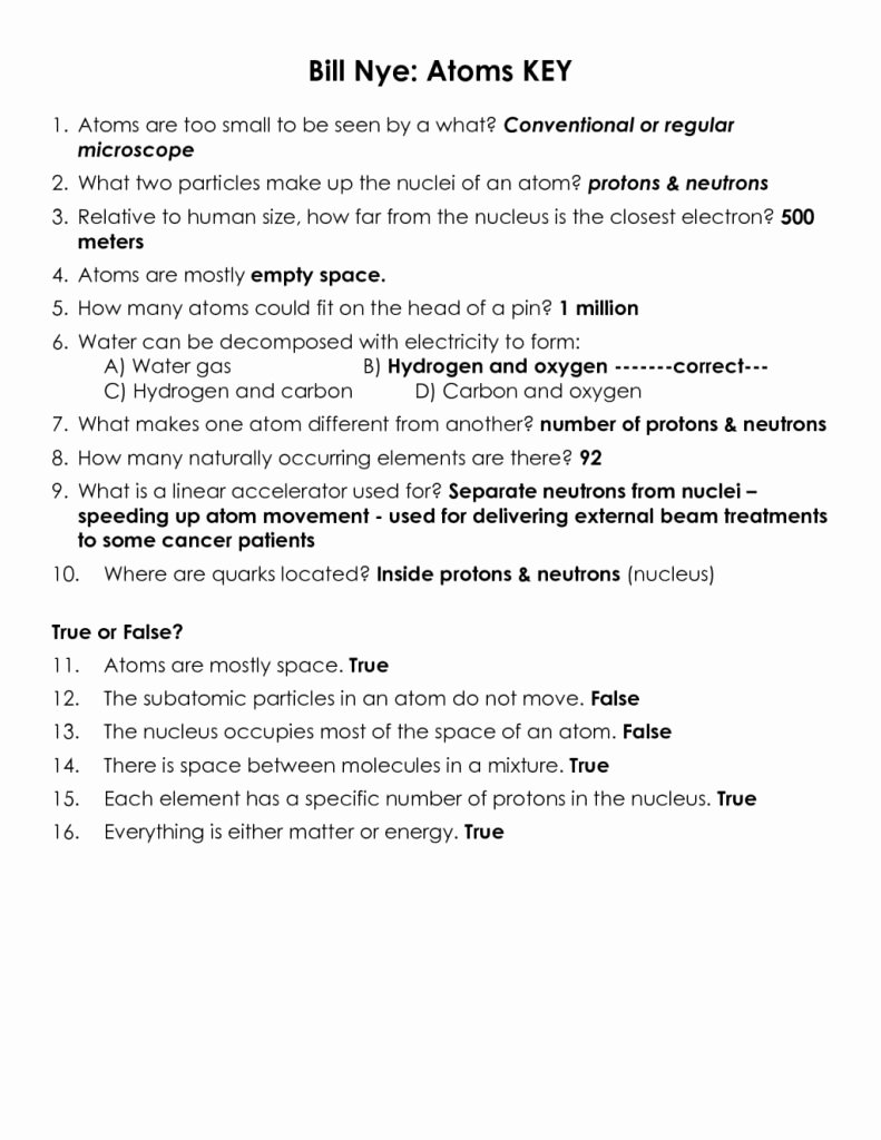 Bill Nye atoms Worksheet Best Of Our Review Of Bill Nye atoms Worksheet Answers Worksheet