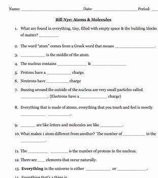 Bill Nye atoms Worksheet New Bill Nye atoms and Molecules by Mayberry In Montana
