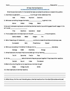 Bill Nye Chemical Reactions Worksheet Beautiful Bill Nye S1e17 Cells Video Sheet with Answer Key