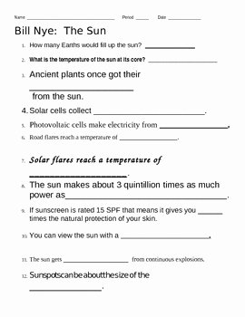 Bill Nye Chemical Reactions Worksheet Beautiful Bill Nye Sun Video Guide Sheet by Jjms