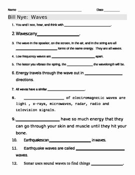 Bill Nye Energy Worksheet Answers Unique 14 Best Of Bill Nye sound Worksheet Bill Nye