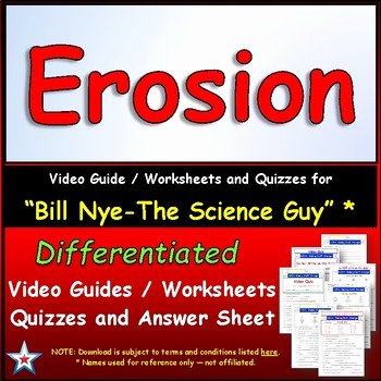 Bill Nye Erosion Worksheet New Differentiated Video Worksheet Quiz &amp; Ans for Bill Nye