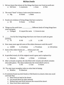 Bill Nye Fossils Worksheet New Bill Nye Fossils Video Worksheet by Mayberry In Montana