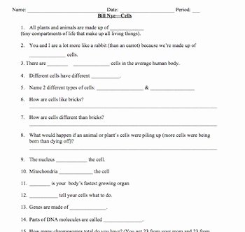 Bill Nye Genes Worksheet Awesome Bill Nye Cells Video Worksheet by Mayberry In Montana