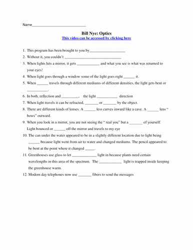 Bill Nye Genes Worksheet Awesome Bill Nye Video Worksheets Plete 20 Video Worksheet