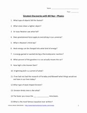 Bill Nye Motion Worksheet Answers Awesome Greatest Discoveries with Bill Nye Physics Worksheet for