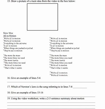 Bill Nye Motion Worksheet Unique Bill Nye Motion Video Worksheet by Mayberry In Montana