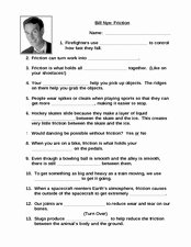 Bill Nye Simple Machines Worksheet Lovely Bill Nye Friction 3rd 4th Grade Worksheet
