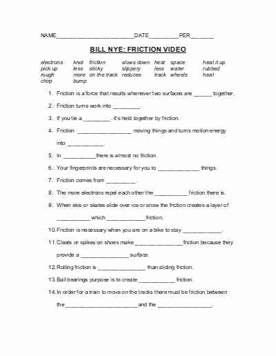 Bill Nye Static Electricity Worksheet Lovely Bill Nye Electricity Worksheet