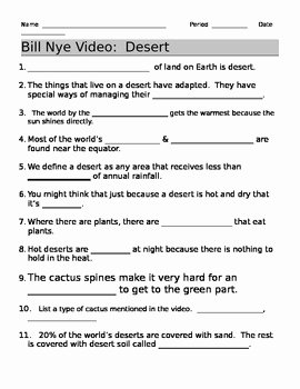 Bill Nye Waves Worksheet Luxury Bill Nye Desert Guide Sheet