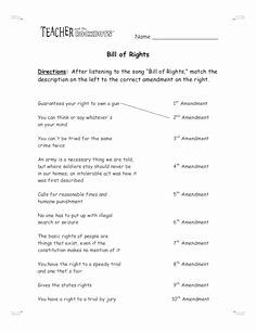 Bill Of Rights Scenarios Worksheet Beautiful Bill Of Rights Printables