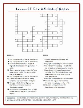 Bill Of Rights Worksheet Answers Beautiful We the People Lesson 27 Worksheet Puzzles Bills Of Rights