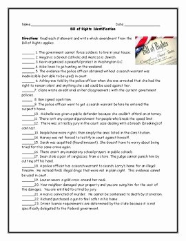 Bill Of Rights Worksheet Answers Luxury Bill Of Rights Amendment Identification Worksheet with