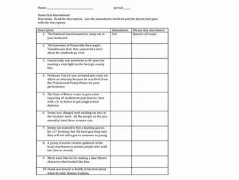 Bill Of Rights Worksheet Beautiful Bill Of Rights Amendments 1 10 Simple Hypothetical
