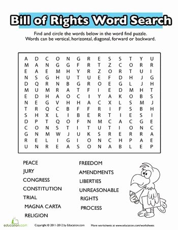 Bill Of Rights Worksheet Pdf Best Of Bill Of Rights for Kids Word Search
