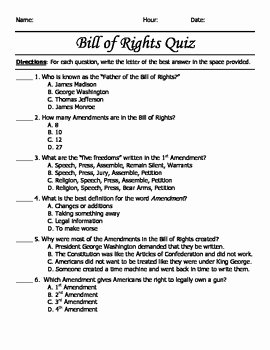 Bill Of Rights Worksheet Pdf Fresh the Bill Of Rights Quiz by Keith Zoromski