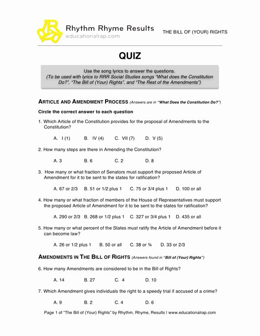Bill Of Rights Worksheet Pdf New social Stu S Educational songs Free Worksheets and