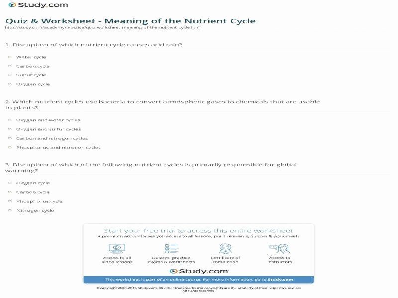 Biogeochemical Cycles Worksheet Answers Best Of Water Carbon and Nitrogen Cycle Worksheet Answers