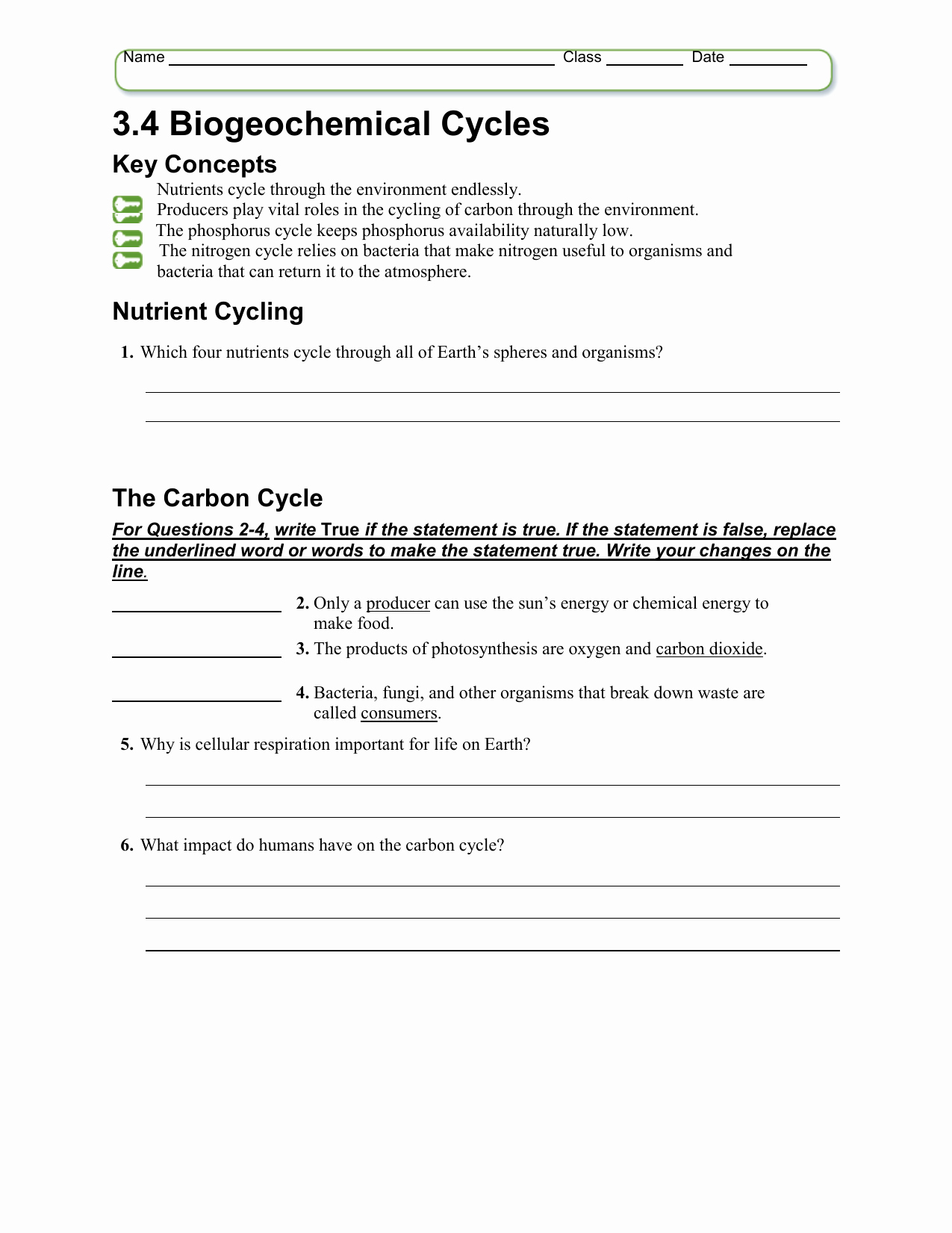 Biogeochemical Cycles Worksheet Answers Lovely Cycles Matter Worksheet