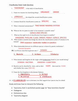 Biological Classification Worksheet Answers Awesome Taxonomy Video Worksheet