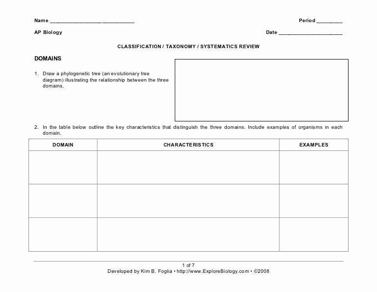 Biological Classification Worksheet Answers Lovely Taxonomy Worksheet