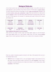 Biological Molecules Worksheet Answers Awesome Biological Molecules Review Key Biology 12 Biologically