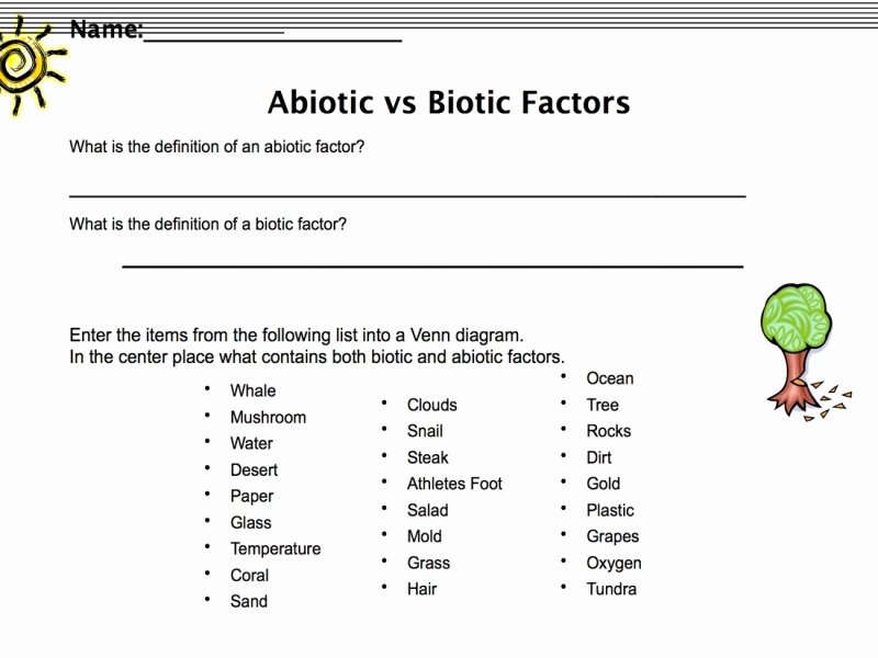 Biotic and Abiotic Factors Worksheet Lovely Biotic and Abiotic Factors Worksheet Free Printable