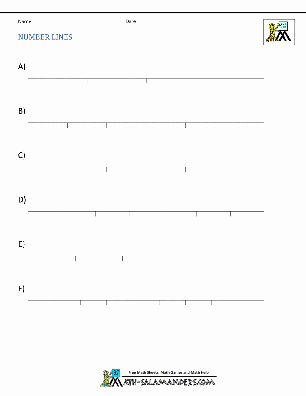 44 Blank Number Line Worksheet