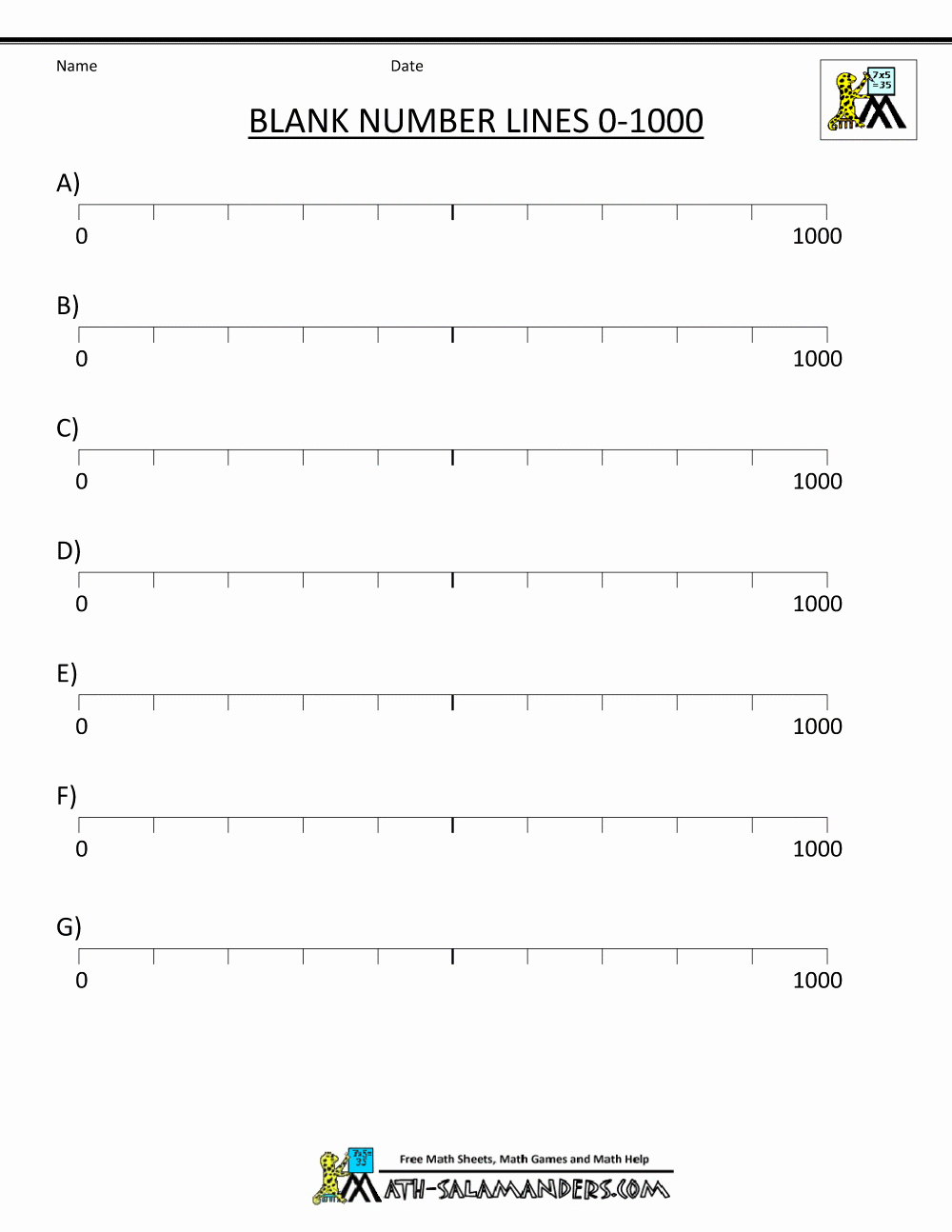 Blank Number Line Worksheet Unique Number Line Worksheet 0 1000 Blank 1 000×1 294 Pixel