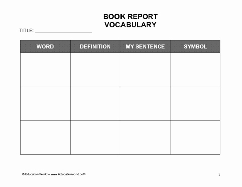 Blank Vocabulary Worksheet Template Awesome Book Report Vocabulary Worksheet Template