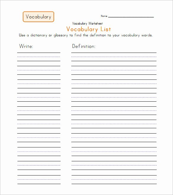 Blank Vocabulary Worksheet Template Best Of 8 Blank Vocabulary Worksheet Templates Free Download