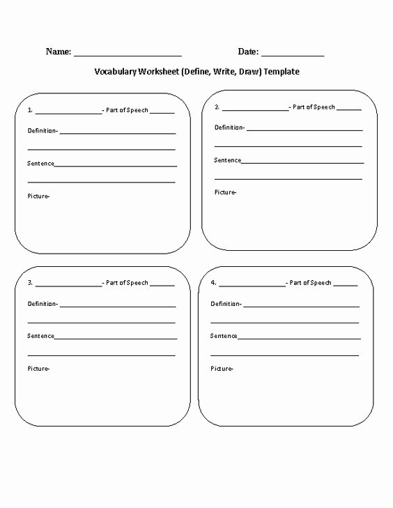Blank Vocabulary Worksheet Template Fresh Vocabulary Worksheet Define Write Draw Template