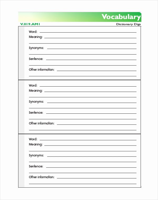 Blank Vocabulary Worksheet Template Inspirational 40 Blank Templates Free Sample Example format