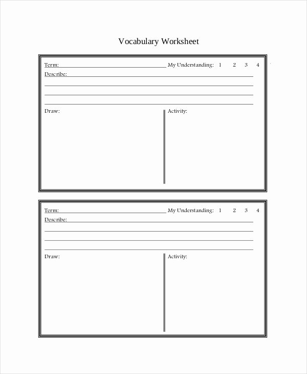 Blank Vocabulary Worksheet Template Unique 14 Work Sheet Templates Free Sample Example format