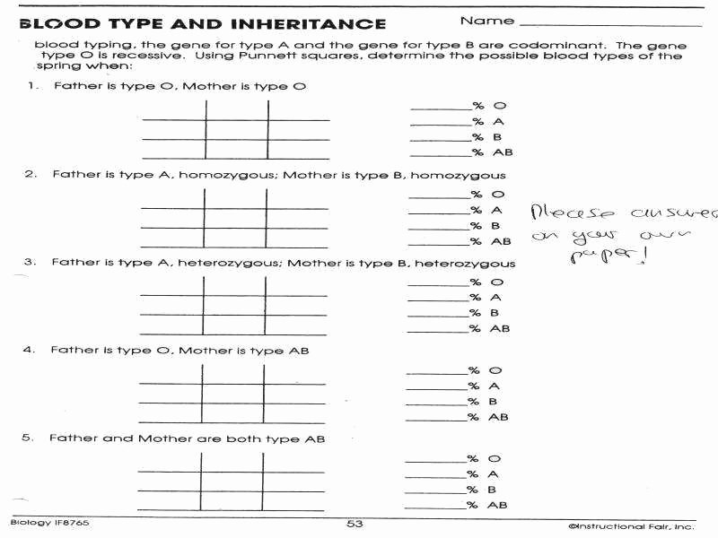 Blood Type and Inheritance Worksheet Awesome Genetics Problems Worksheet
